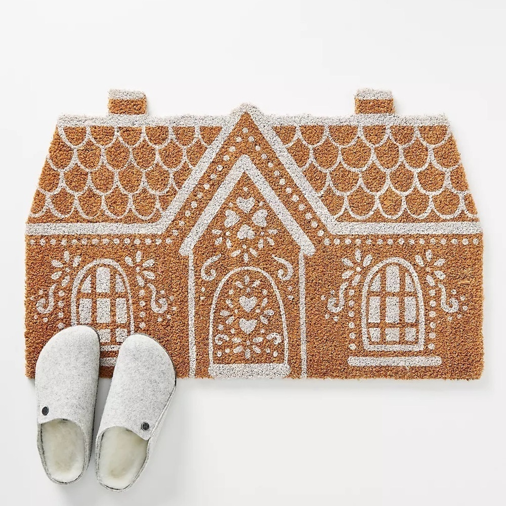 Anthropologie Gingerbread House Doormat NIP